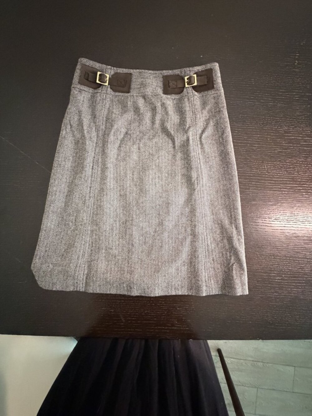 Tory Burch Brown & Cream Herringbone Skirt Suit Set - Size 2 - Picture 7 of 11